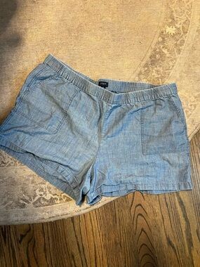 J. Crew Chambray Elastic-Waist Women's Shorts in Light Blue